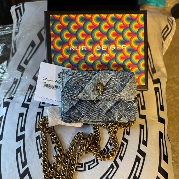 Kurt Geiger Handbags - Kurt Geiger Denim Mini Bag with Gold Chain